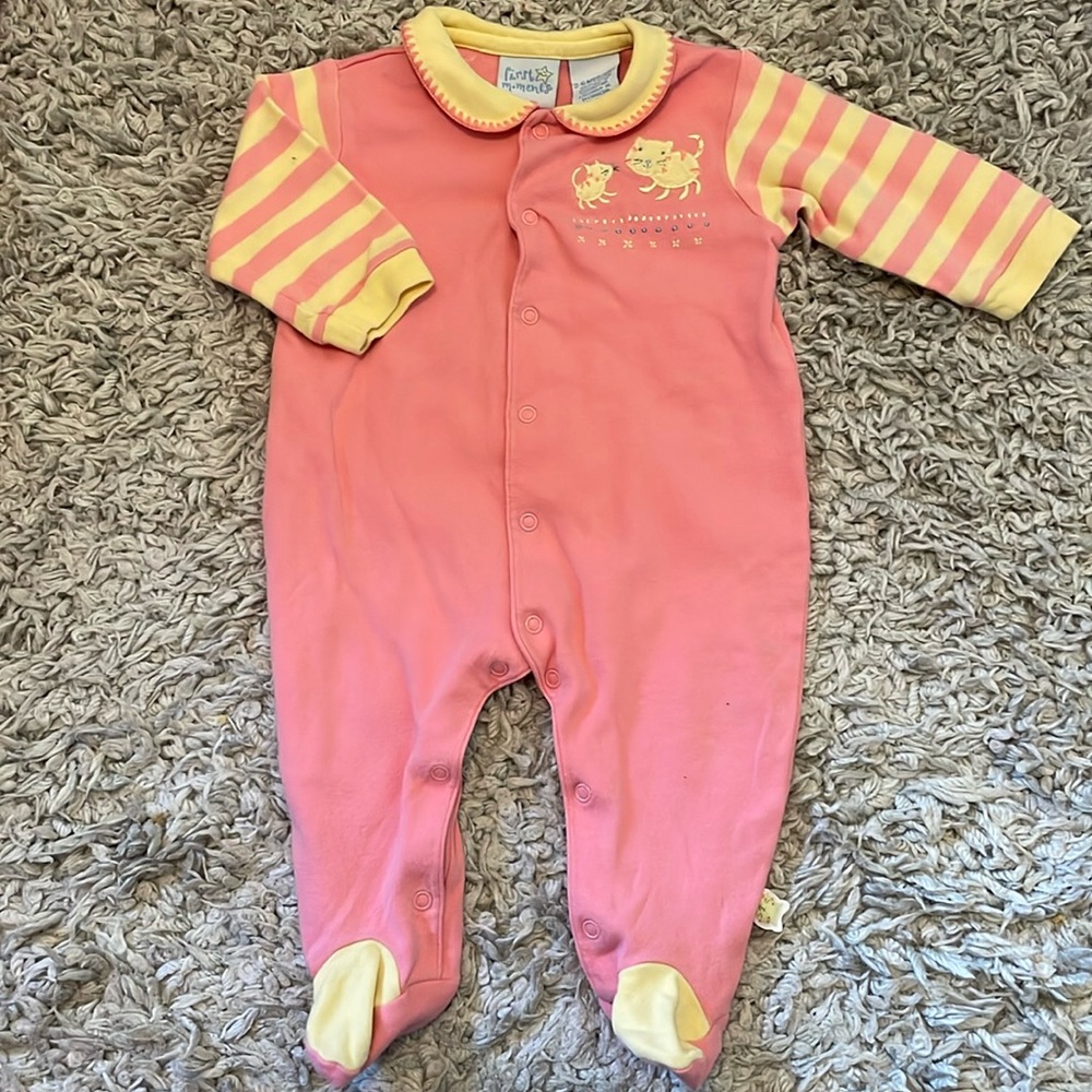 Vintage First Moments Kitty Cat Footie Romper